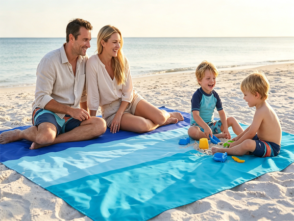 Tri-Tone Ultralight Beach Blanket – Windproof & Sand-Free Comfort